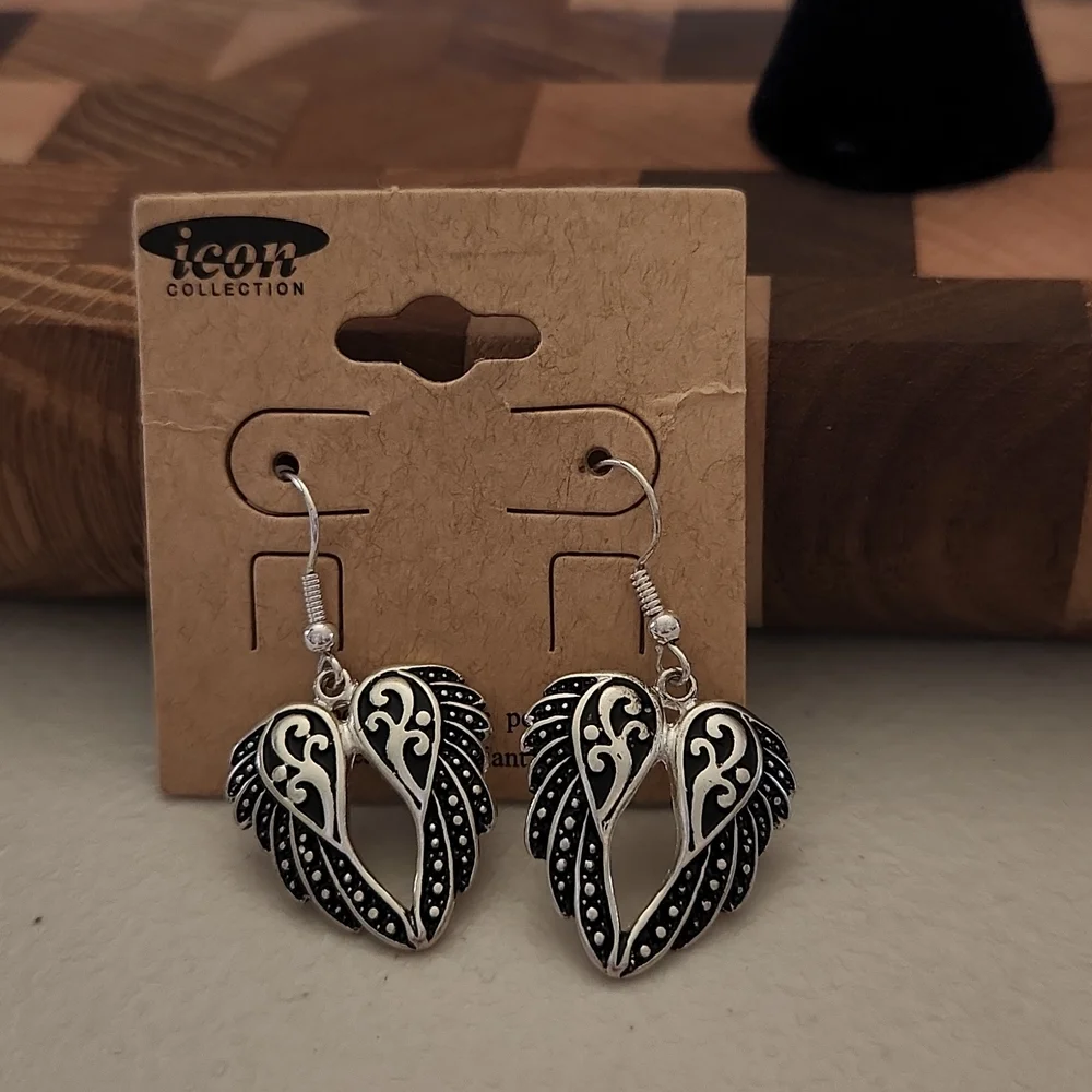 Silver Angel Wing Earrings - Picture 3 of 3